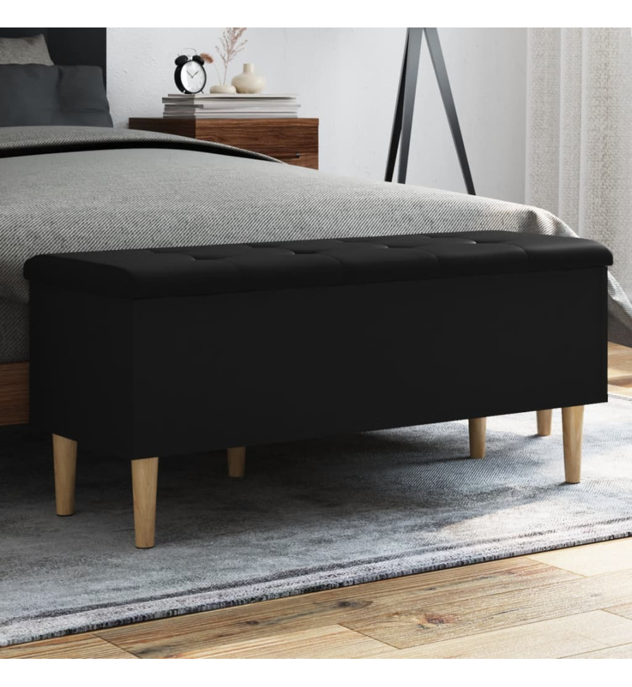 Banc de rangement noir 102x42x46 cm bois d'ingénierie