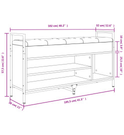 Banc à chaussures chêne fumé 105,5x32x57,5 cm bois d'ingénierie