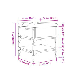 Banc à chaussures chêne fumé 42x42x45 cm bois d'ingénierie