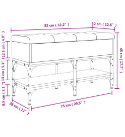 Banc à chaussures chêne sonoma 82x32x45 cm bois d'ingénierie