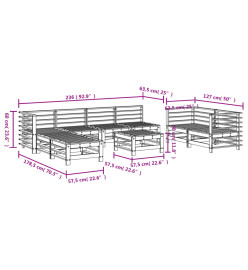 Salon de jardin 9 pcs bois massif douglas