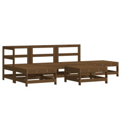 Salon de jardin 6 pcs Marron miel Bois de pin massif
