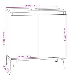 Meuble d'évier sonoma gris 58x33x60 cm bois d'ingénierie