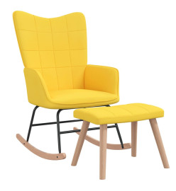 Chaise à bascule avec tabouret Jaune moutarde Tissu