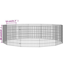 Cage à lapin 12 panneaux 54x60 cm Fer galvanisé