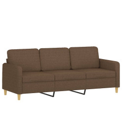 Canapé à 3 places avec repose-pieds Marron 180 cm Tissu