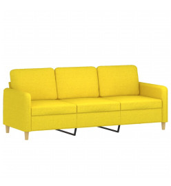 Canapé à 3 places avec repose-pieds Jaune clair 180 cm Tissu