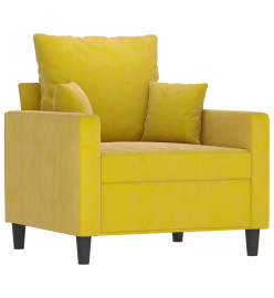 Fauteuil avec repose-pied jaune 60 cm velours