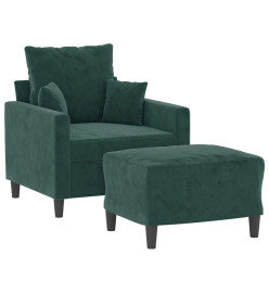 Fauteuil avec repose-pied Vert foncé 60 cm Velours