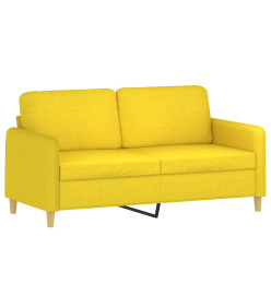 Ensemble de canapés 2 pcs avec coussins Jaune clair Tissu