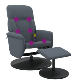 Fauteuil de massage inclinable repose-pied gris foncé velours