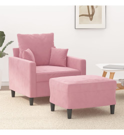 Fauteuil avec repose-pied Rose 60 cm Velours