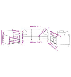 Ensemble de canapés 3 pcs avec coussins marron tissu