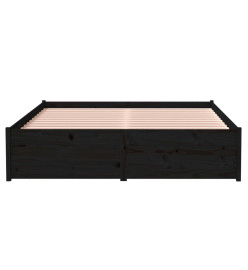 Cadre de lit Noir Bois massif 120x190 cm Petit double
