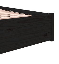Cadre de lit Noir Bois massif 120x190 cm Petit double