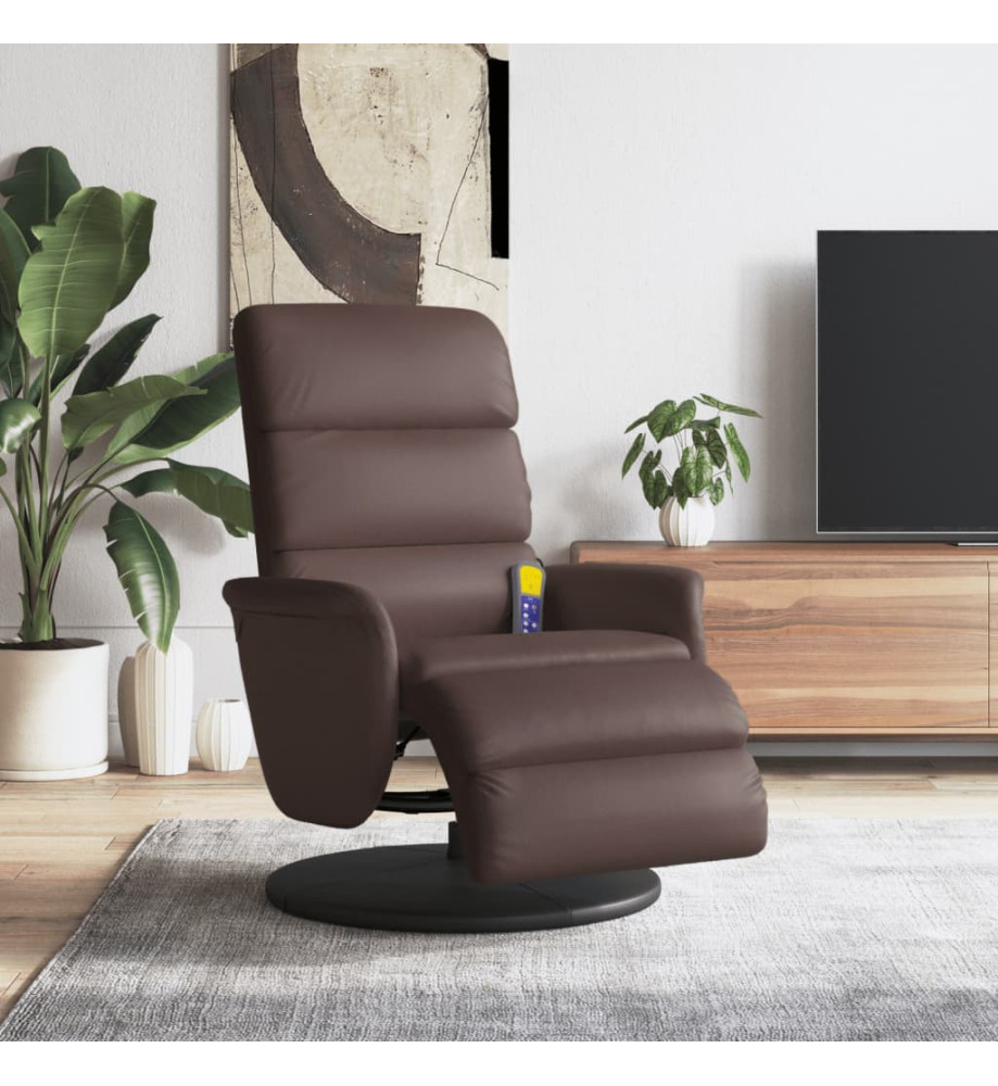 Fauteuil inclinable de massage repose-pieds marron similicuir