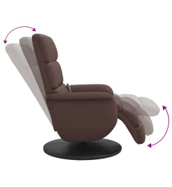 Fauteuil inclinable de massage repose-pieds marron similicuir