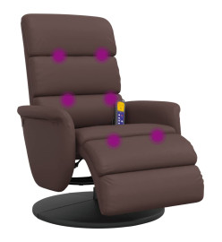 Fauteuil inclinable de massage repose-pieds marron similicuir