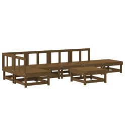 Salon de jardin 7 pcs Marron miel Bois de pin massif
