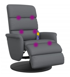 Fauteuil inclinable de massage repose-pieds gris similicuir