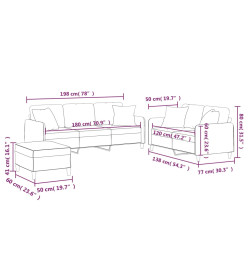 Ensemble de canapés 3 pcs avec coussins jaune clair tissu