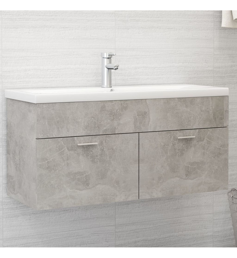 Armoire d'évier Gris béton 100x38,5x46 cm Aggloméré Armoire d'évier Gris béton 100x38,5x46 cm Aggloméré