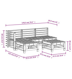 Salon de jardin 5 pcs blanc bois massif de pin