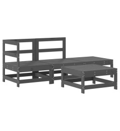 Salon de jardin 4 pcs gris bois massif de pin