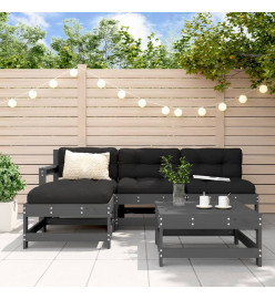 Salon de jardin 5 pcs gris bois massif de pin