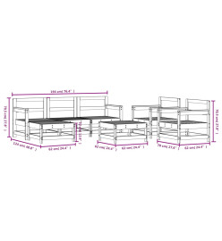 Salon de jardin 7 pcs Noir Bois de pin massif