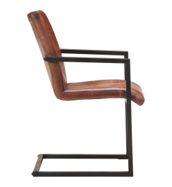 Chaises à manger cantilever lot de 6 marron cuir véritable