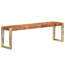 Banc 150 cm Marron Cuir véritable et bois de manguier massif