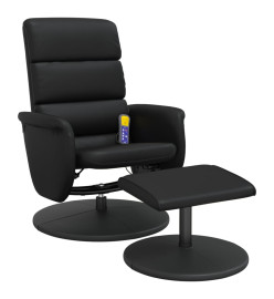 Fauteuil inclinable de massage avec repose-pied noir similicuir