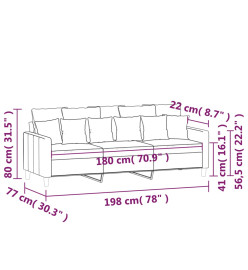 Canapé à 3 places Rose 180 cm Velours