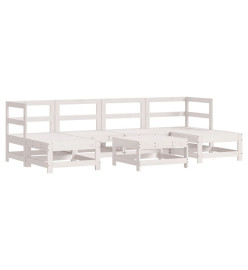 Salon de jardin 7 pcs Blanc Bois de pin massif