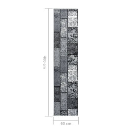 Tapis BCF Gris avec motif de blocs 60x400 cm