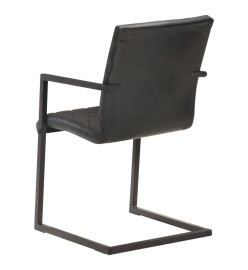 Chaises à manger cantilever lot de 4 noir cuir véritable