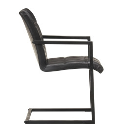 Chaises à manger cantilever lot de 2 noir cuir véritable