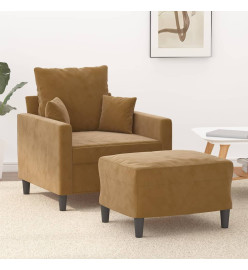 Fauteuil avec repose-pied Marron 60 cm Velours