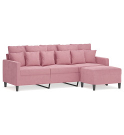 Canapé à 3 places avec repose-pieds Rose 180 cm Velours