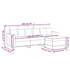 Canapé à 3 places avec repose-pieds Rose 180 cm Velours