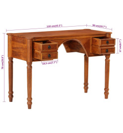 Bureau avec tiroirs 110x50x76 cm bois d'acacia solide