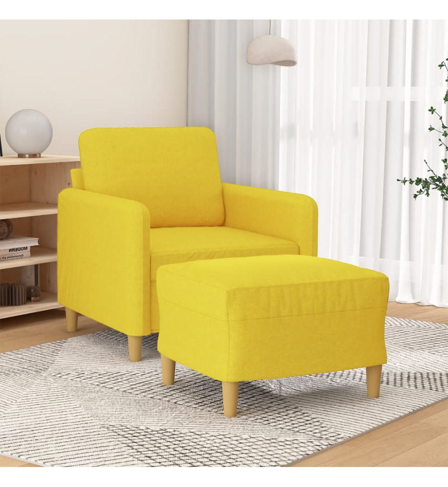 Fauteuil avec repose-pied Jaune clair 60 cm Tissu