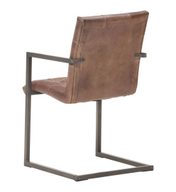 Chaises à manger cantilever lot de 6 marron cuir véritable