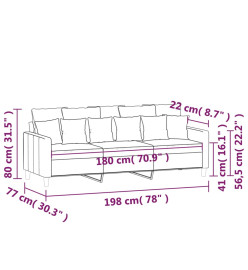 Canapé à 3 places Jaune 180 cm Velours