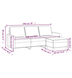 Canapé à 3 places avec repose-pieds Gris foncé 180 cm Velours