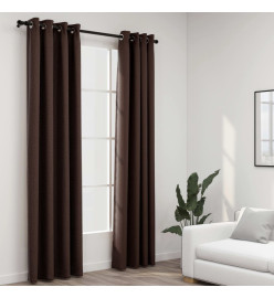 Rideaux occultants Aspect lin avec œillets 2pcs Taupe 140x245cm