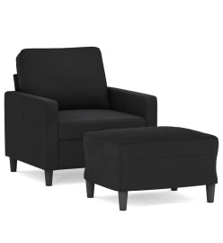 Fauteuil avec repose-pied Noir 60 cm Velours