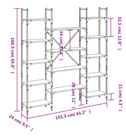 Bibliothèque chêne marron 155,5x24x166,5 cm bois d'ingénierie