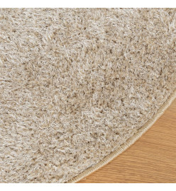 Tapis ISTAN à poils longs aspect brillant beige Ø 80 cm